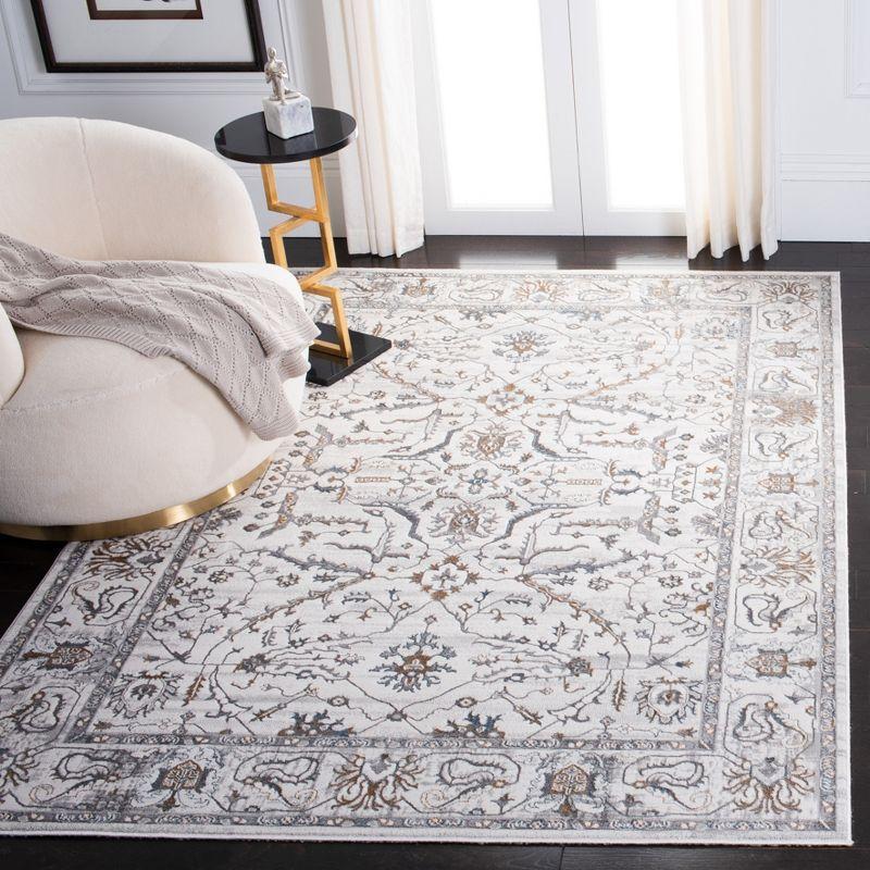 Ivory Abstract Hand-Knotted 5' x 7' Easy Care Synthetic Rug