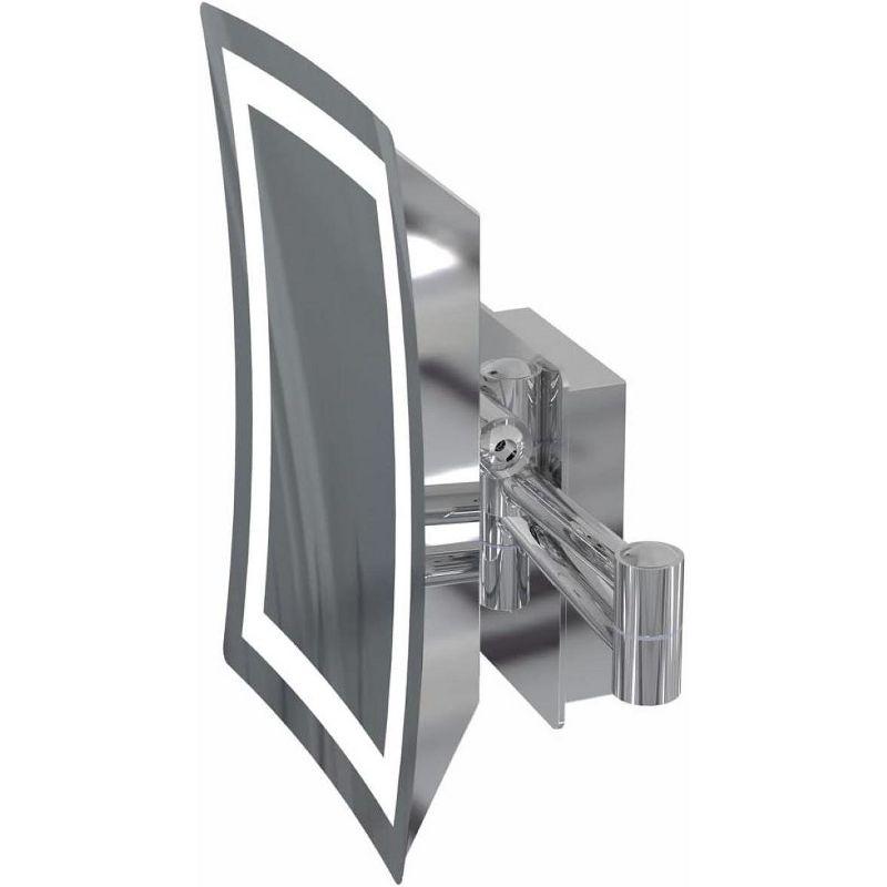 Contemporary Chrome LED Magnifying Wall Mirror with Switchable Light