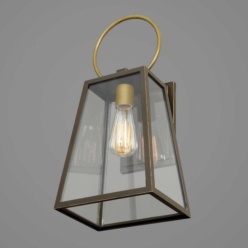 Progress Lighting Barnett Collection 1-Light Medium Wall Lantern in Antique Bronze with Glass Shade