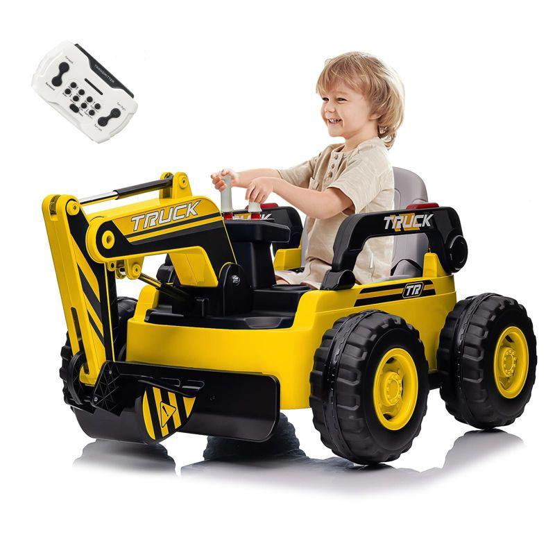 12V Yellow 4WD Electric Ride On Excavator with Remote Control