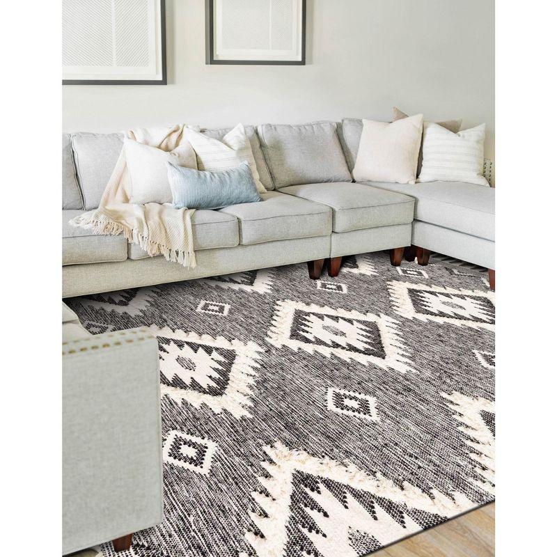 Charcoal Geometric Wool 8' x 10' Handmade Area Rug