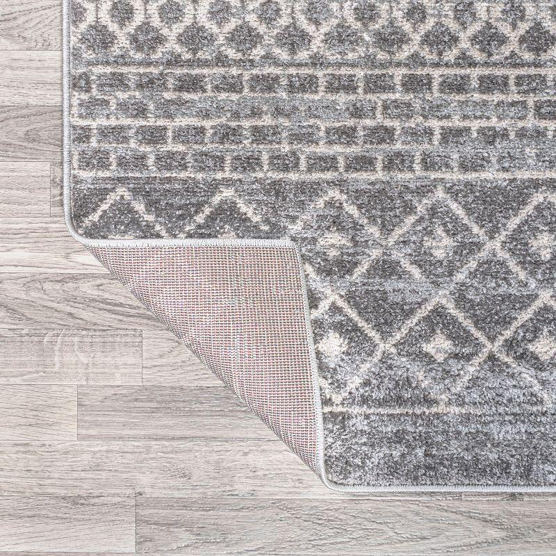 Gray and Cream Geometric Flat Woven Runner Rug