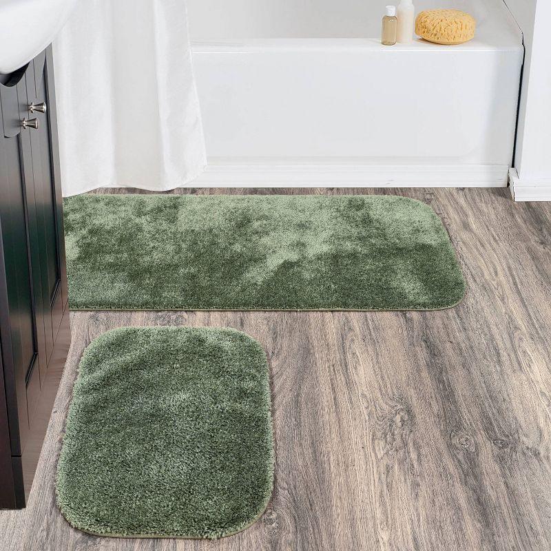 2pc Traditional Nylon Washable Bathroom Rug Set Deep Fern - Garland Rug: Latex Backed, Tufted, Machine Made Bath Mats Set