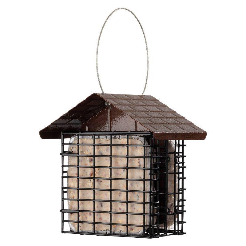 More Birds 2 Cake Suet Feeder with Weather Guard: Solid Steel, Dual Feeding Stations, Weather-Resistant