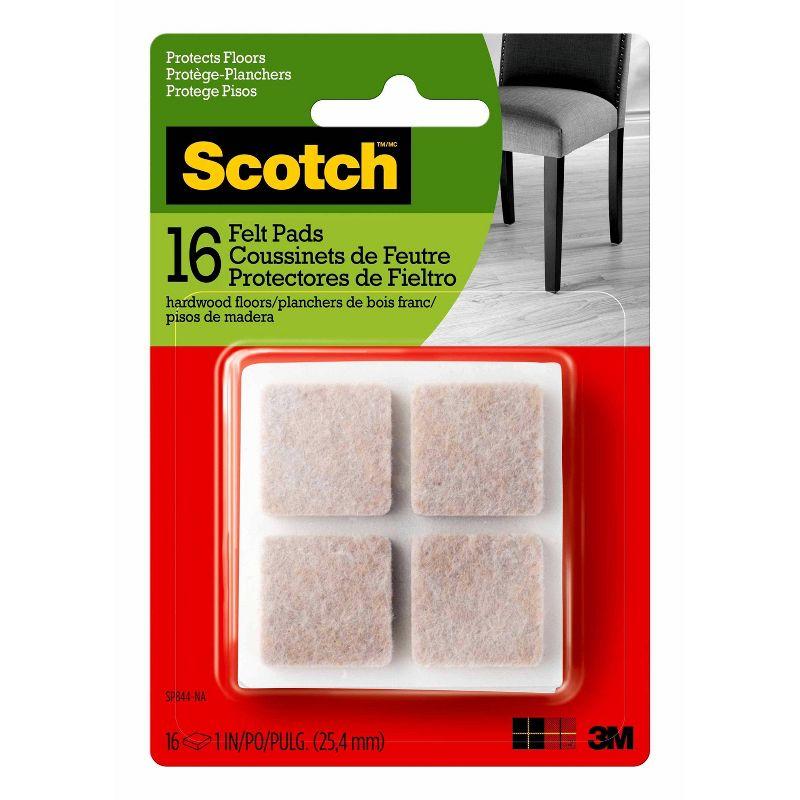 Scotch Felt Pads Beige Square 1 inch