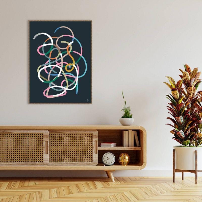 Amanti Art 32"x42" Color Lines by Dan Hobday Framed Canvas Wall Art Print: Modern Abstract Lithograph, Bronze Frame