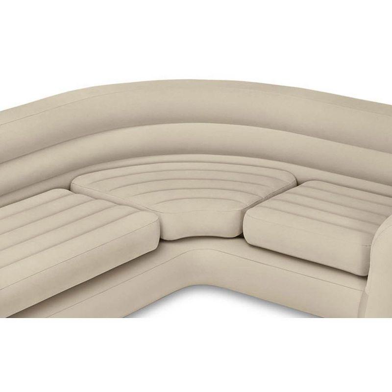 Beige Faux Leather Inflatable Corner Sectional Sofa