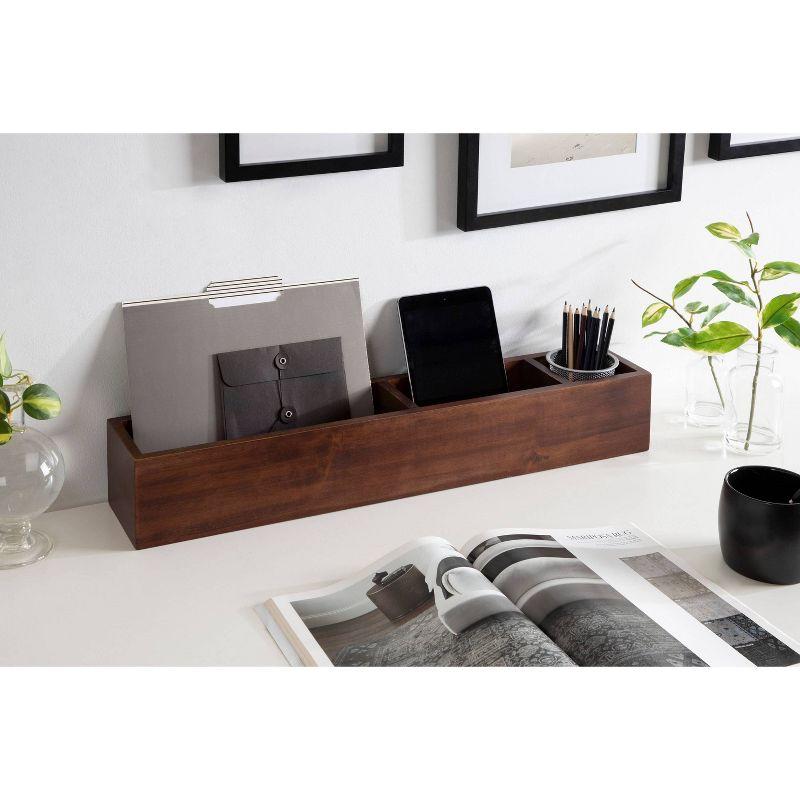 26" x 4" Hutton Wall Pocket Shelf Walnut Brown - Kate & Laurel All Things Decor: Wood Message Center, Corkboard, Office Organizer