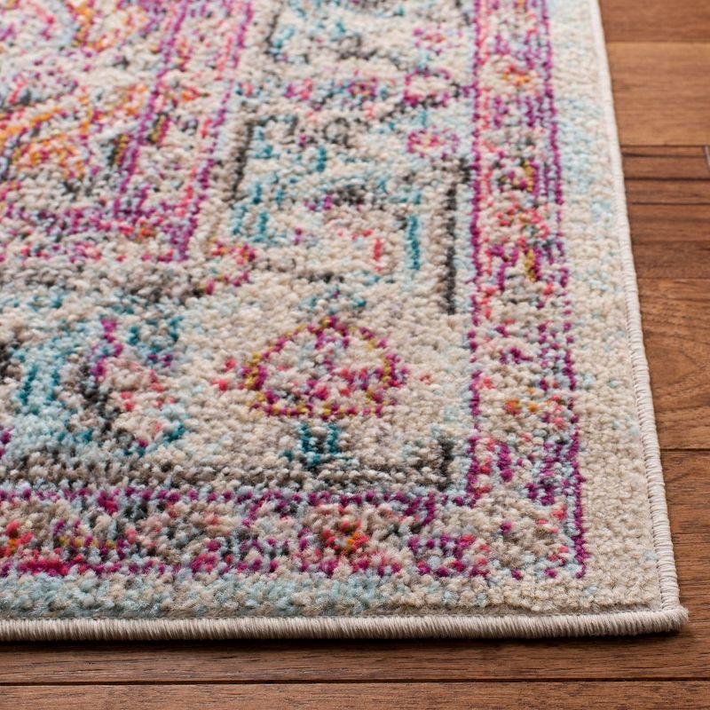 Handmade Beige and Fuchsia 8' x 10' Synthetic Area Rug