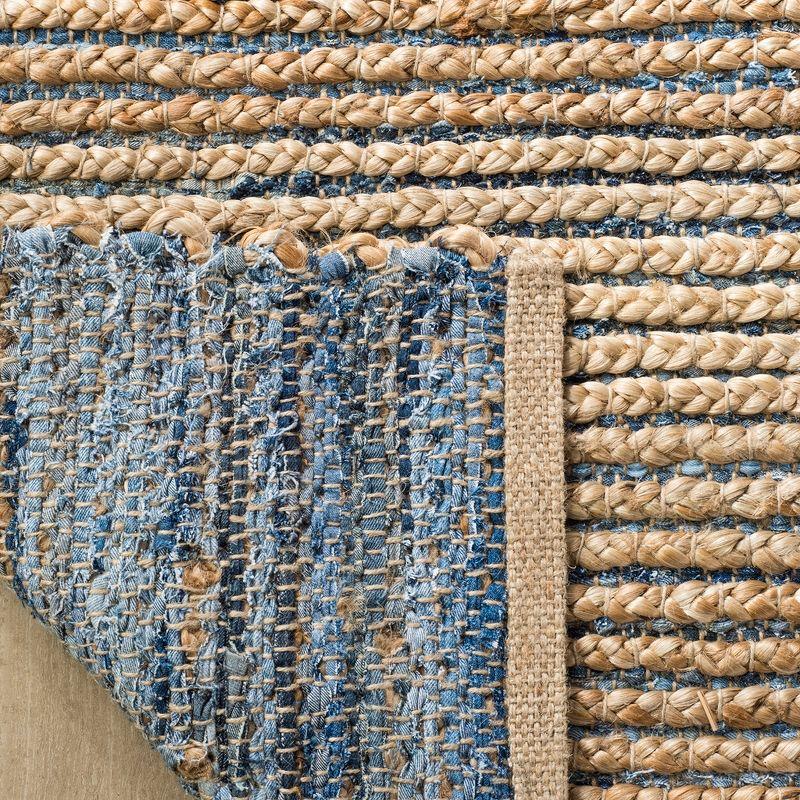 Natural and Blue Wool Flat Woven Reversible Rug, 4' x 6'