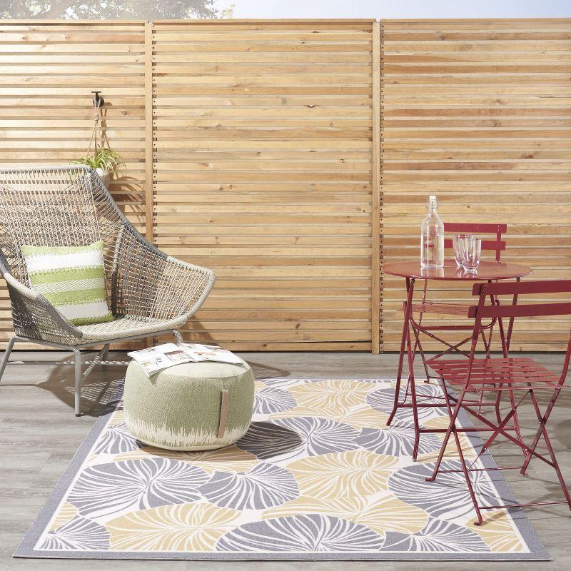 Floral Gray/Yellow Outdoor Area Rug