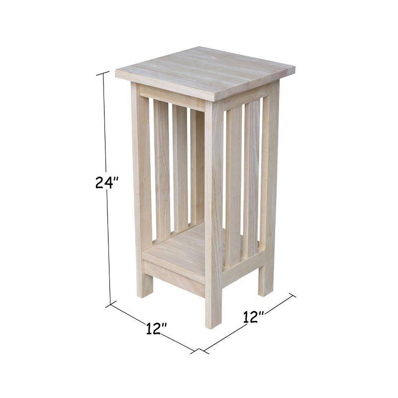 Mission Plant Stand Unfinished 24" - International Concepts: Solid Parawood, Indoor Square Holder