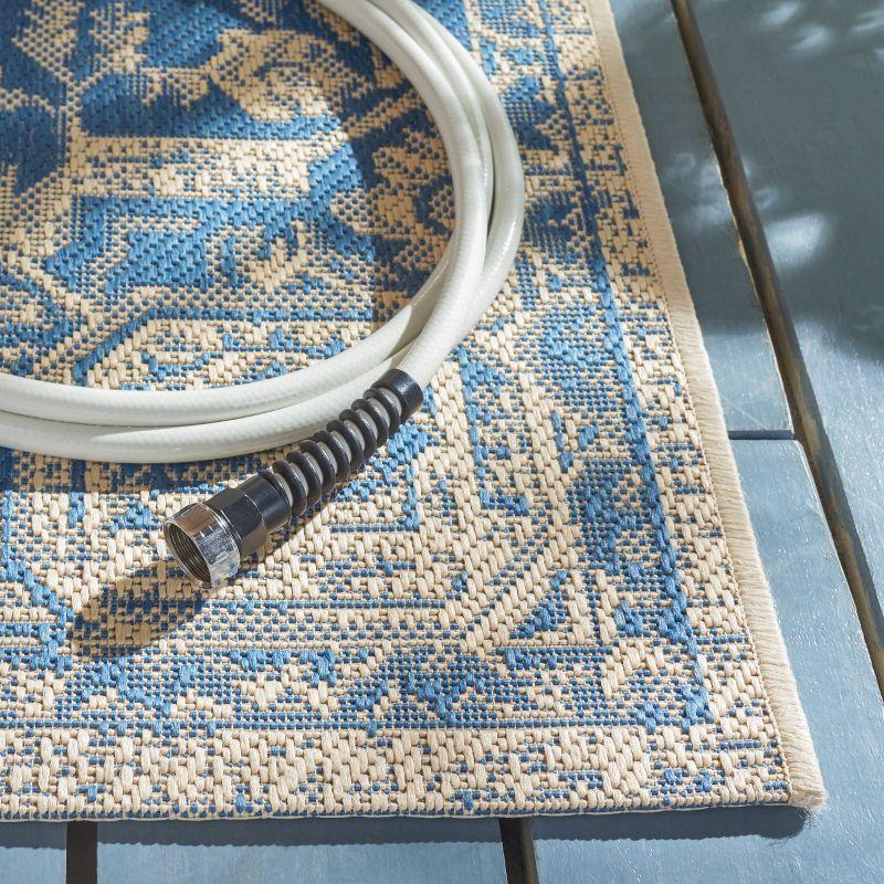 Beach House BHS138 Power Loomed Indoor/Outdoor Area Rug - Blue/Creme - 4'x6' - Safavieh