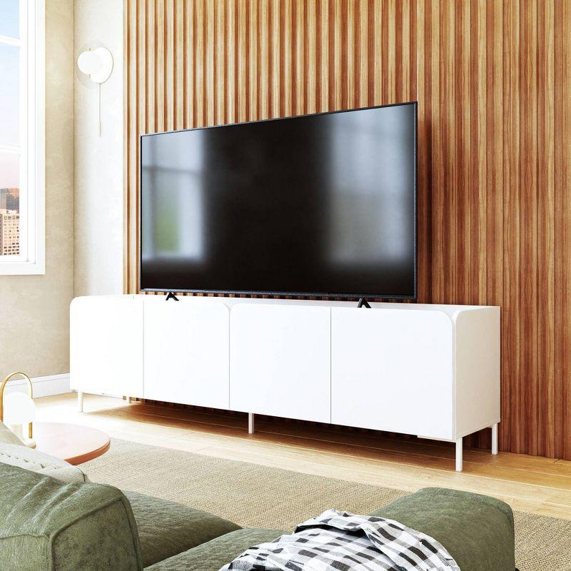 Bogardus White Mid-Century Modern TV Stand with Cabinets