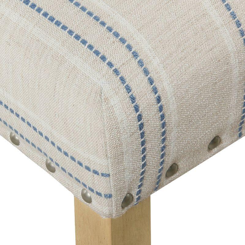 Classic Farmhouse Linen Upholstered Side Chair in Blue, Set of 2
