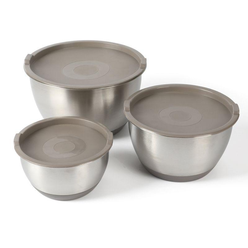 Rhinewell 6-Piece Stainless Steel Mixing Bowls with Lids and Non-Slip Base