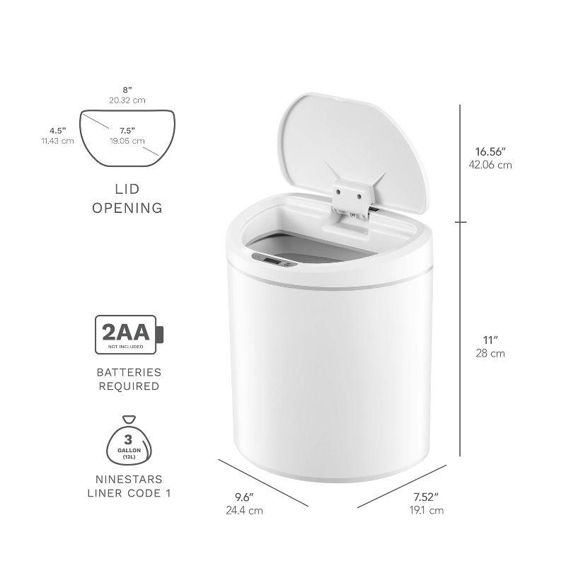 White Plastic Touchless Motion Sensor Trash Can 2.1 Gallon