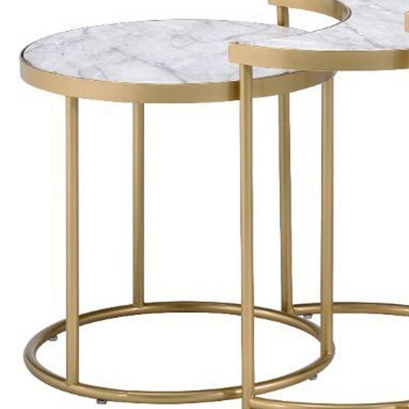 24" Anpay Coffee Table Faux Marble/Gold - Acme Furniture: Elegant Nesting Side Tables, No Tools Required