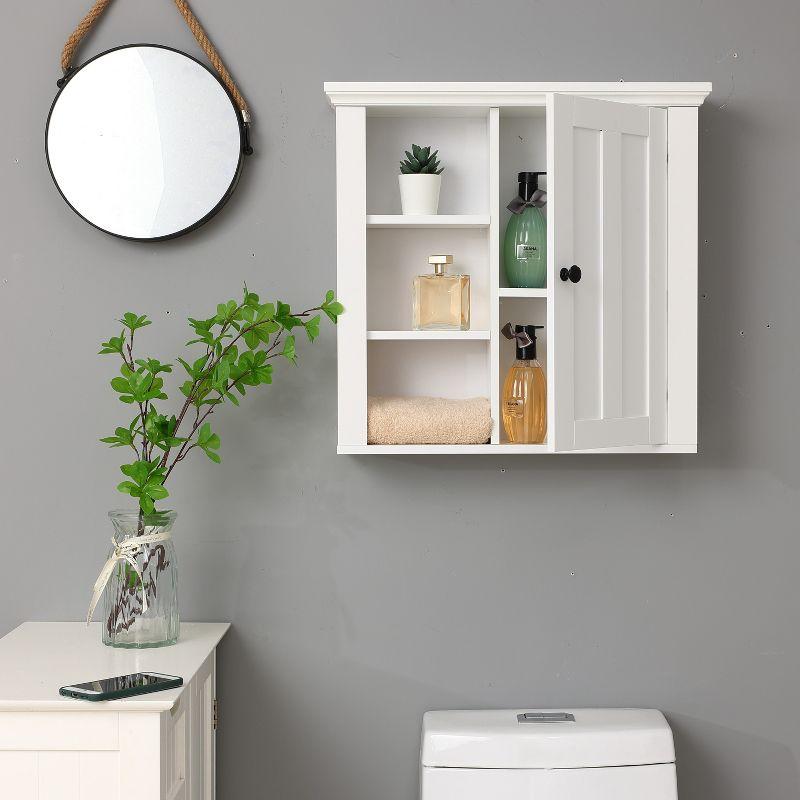 LuxenHome White MDF Wood Bathroom Wall Storage Cabinet