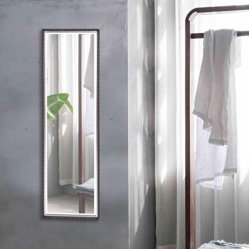 Cantera Slim Black Iron Frame Dressing Mirror with Silver Inset