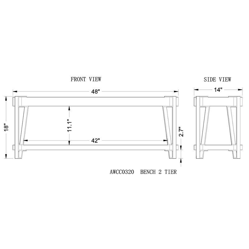 Ryegate 48" Natural Live Edge Acacia Wood Bench with Metal Frame