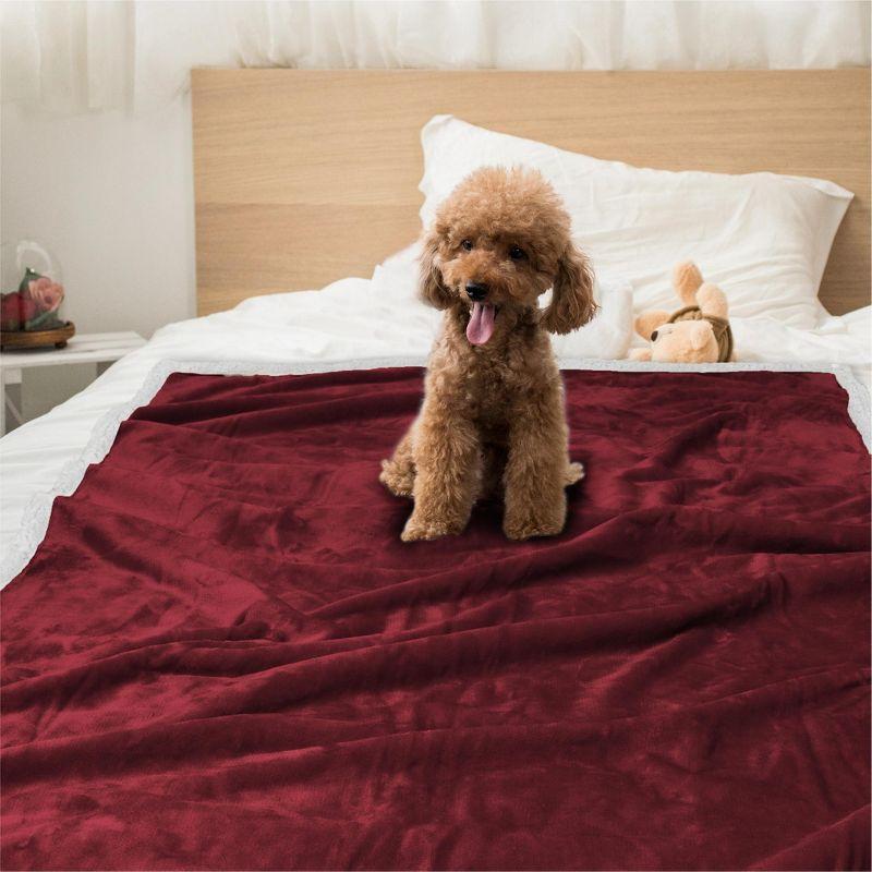 PetAmi Waterproof Dog Blanket for Bed Couch Sofa Cover, Reversible Faux Shearling Fleece Pet Throw