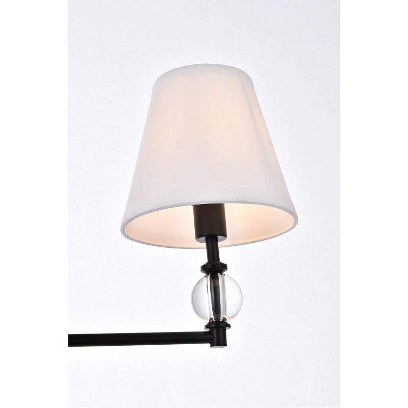 Elegant Lighting Bethany 3 lights bath sconce in black with white fabric shade