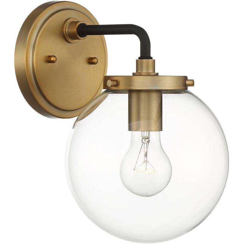 Possini Euro Design Fairling Modern Wall Light Sconce Gold Hardwire 7 1/2" Fixture Clear Glass Globe Shade for Bedroom Bathroom Vanity Reading Hallway