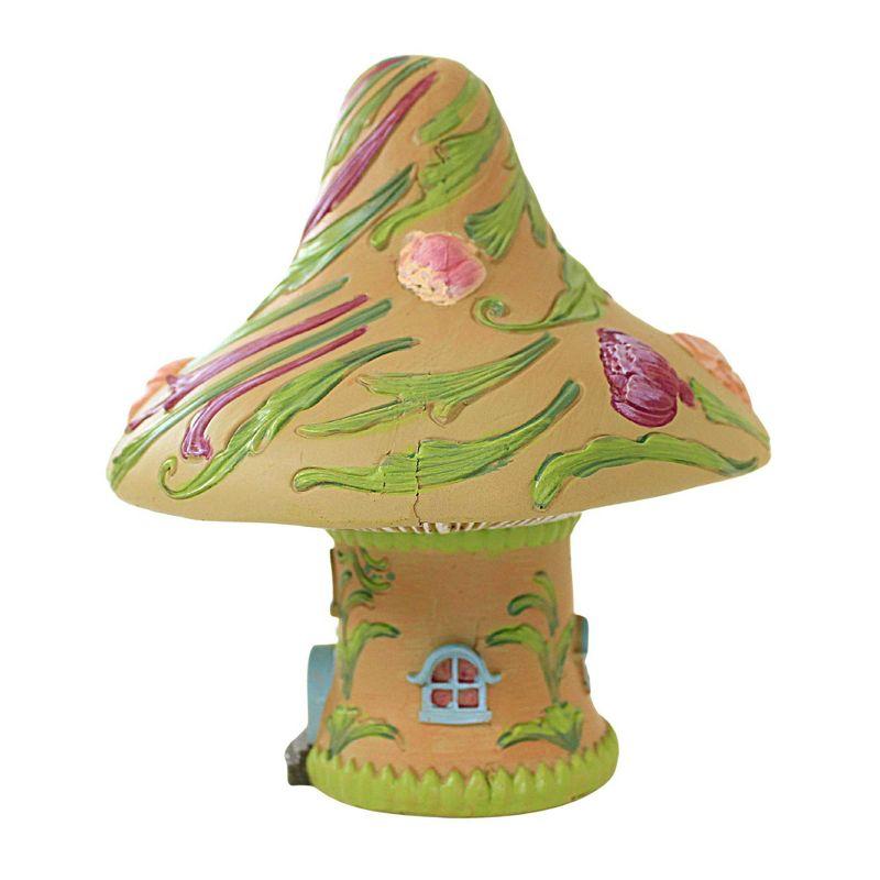 Whimsical 7.25" Beige and Green Mushroom House Figurine