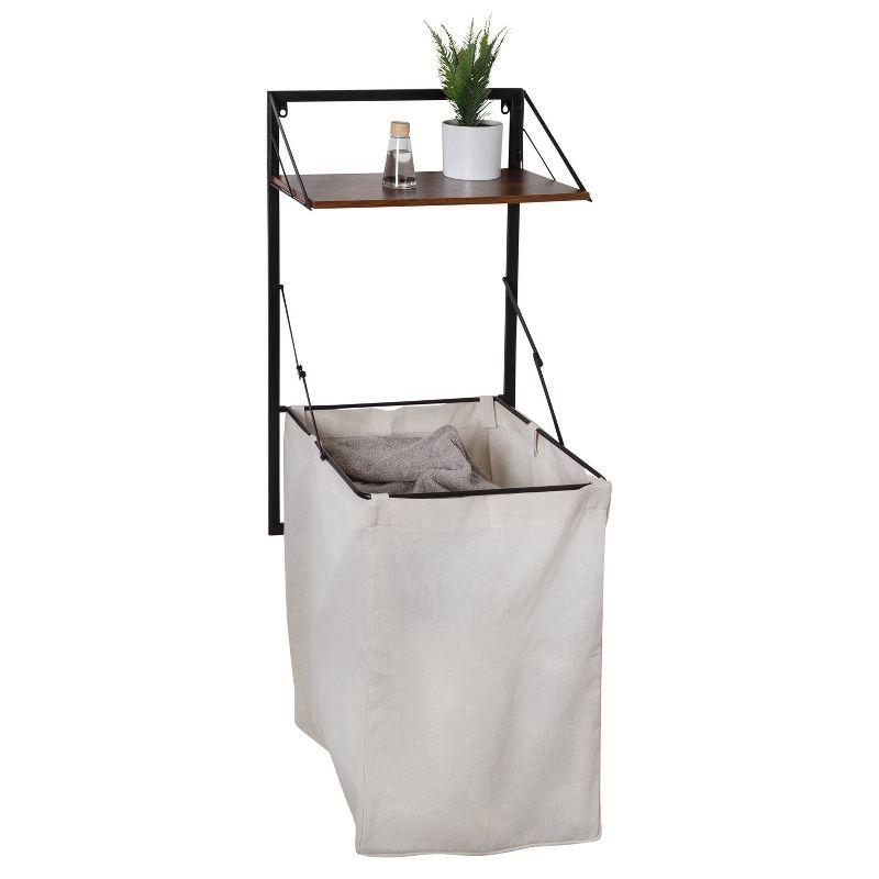 Honey-Can-Do Laundry Shelf + Hamper Combo with Wood Walnut