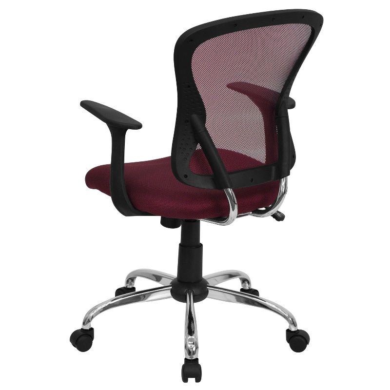 Flash Furniture Mid-Back Burgundy Mesh Swivel Task Office Chair with Chrome Base and Arms