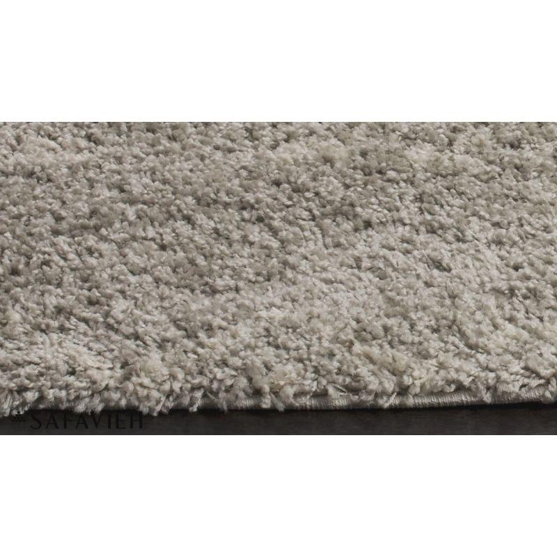 Luxurious Gray Square Hand-Knotted Shag Area Rug