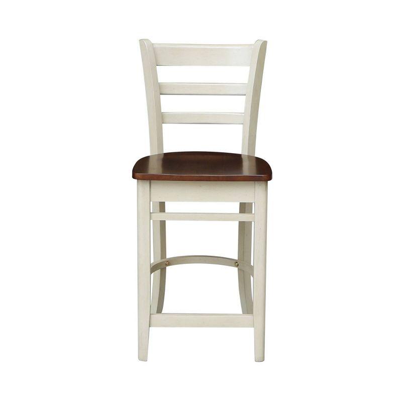 International Concepts 24" Emily Counter Height Barstool Antiqued Almond/Espresso: Hardwood Frame, Ladder-Back Design