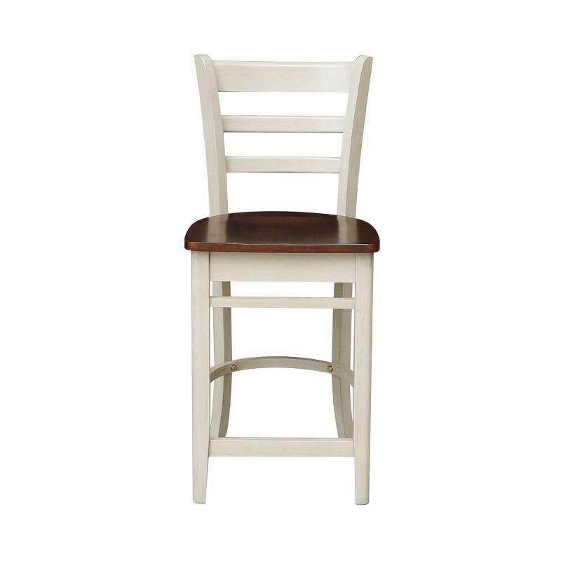 Emily 24" White Wood Counter Height Barstool