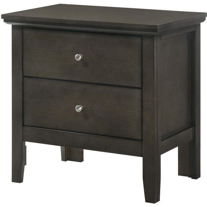 Passion Furniture Primo 2-Drawer Gray Nightstand (24 in. H x 19 in. W x 15.5 in. D)