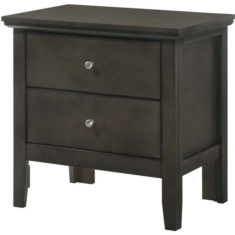 Primo Classic Gray 2-Drawer Nightstand with Nickel Handles