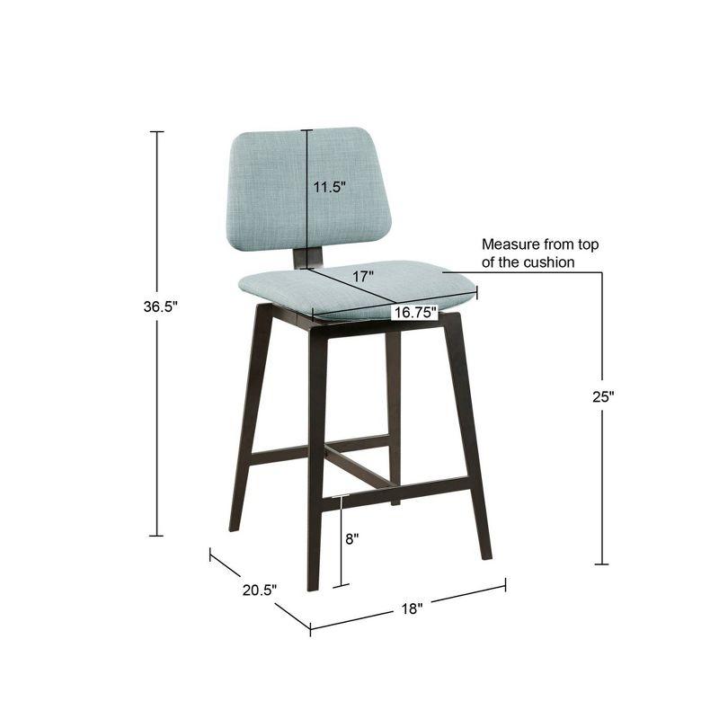 Ink+Ivy 25" Rogue Armless 360 Degree Swivel Counter Height Barstool Dusty Blue: Contemporary Design, Metal Legs, Foam Fill