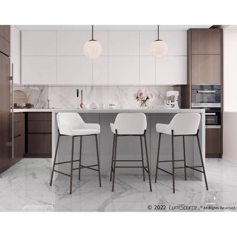 Set of 2 Daniella Metal Faux Leather Barstools Black/White - LumiSource: Upholstered, Fixed Height, Foam Filled