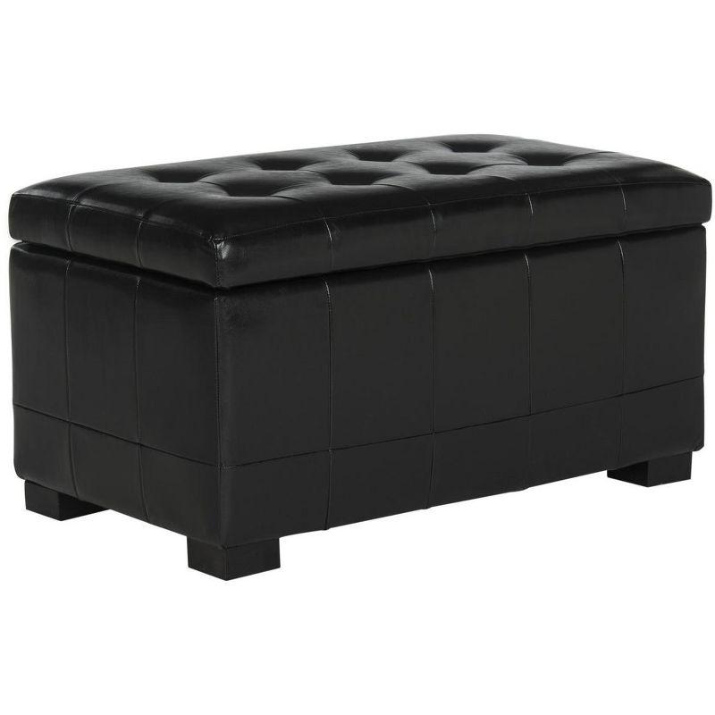 Chic Transitional Black Leather 30" Storage Bench