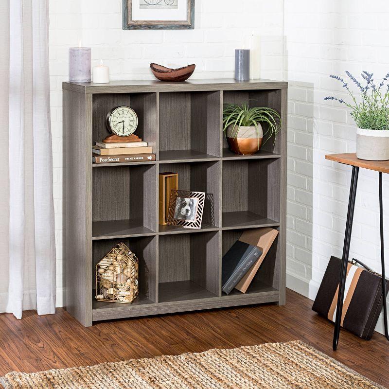 Honey-Can-Do 9 Cube Premium Laminate Shelf: Gray MDF Cubbies Storage, 9 Compartments, Decorative Bookshelf, 135 lb Capacity