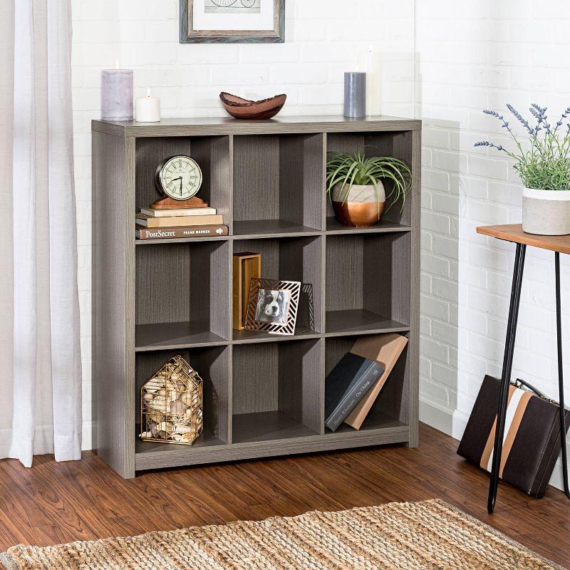 Premium Gray Laminate 9-Cube Organizer Shelf, 42 in