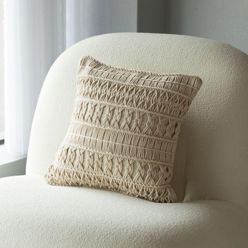 Natural Handwoven Cotton Euro Throw Pillow with Layered Pattern