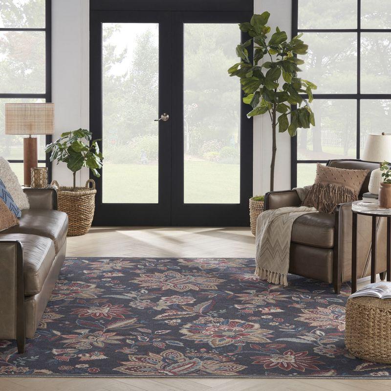 Waverly Washables Collection 7'10" x 9'10" Charcoal Botanical Indoor Rug