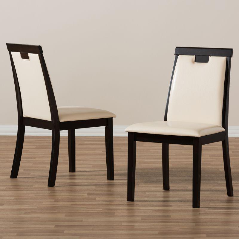 Set of 2 Evelyn Modern And Contemporary Faux Leather Upholstered And Finished Dining Chairs Dark Brown/ Beige - Baxton Studio