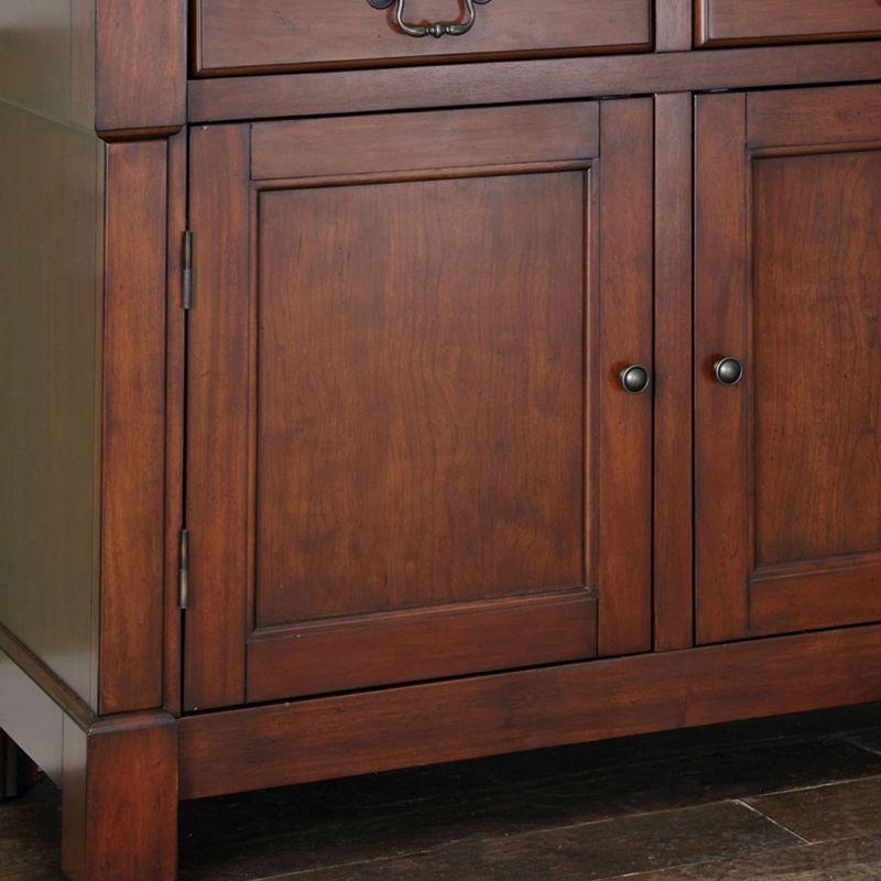 Homestyles Aspen Buffet Brown: Traditional Hardwood Sideboard, Adjustable Shelves, Anti-Tip Hardware