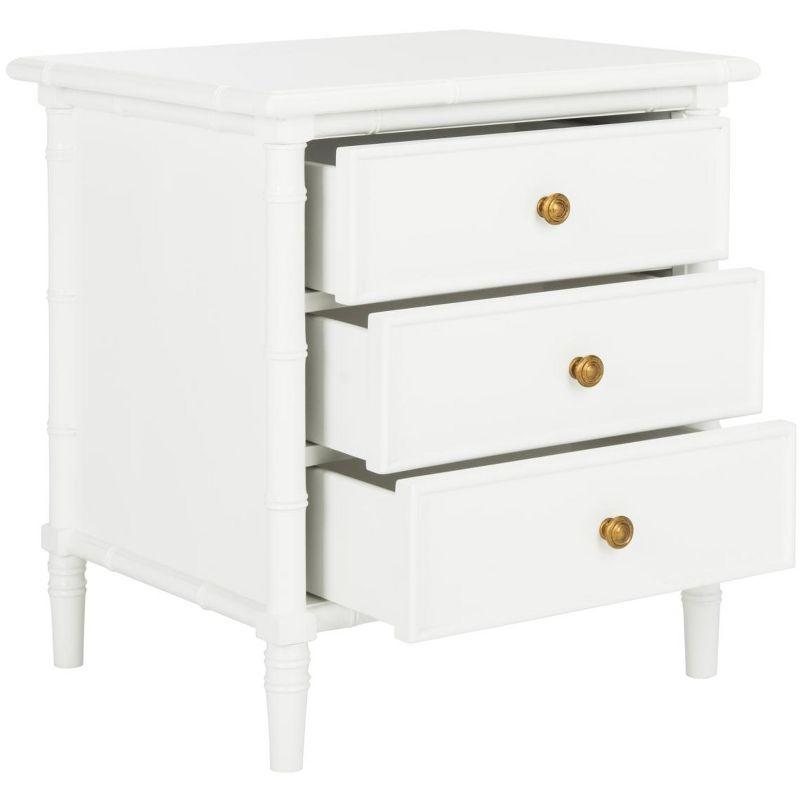 Mina 3 Drawer Nightstand - NST3500 - White/Gold - Safavieh