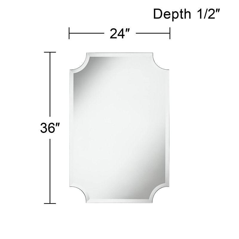 Noble Park Brix Rectangular Cut Corners Vanity Wall Mirror Beveled Edge Frameless 24" Wide for Bathroom Bedroom Living Room Home Office Entryway House