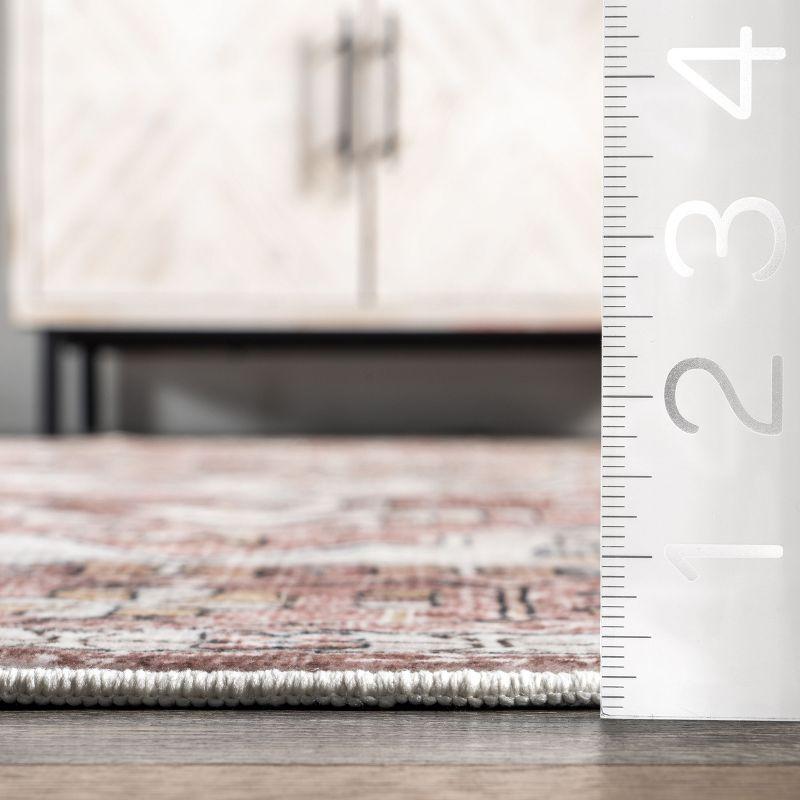 Nuloom Evon Traditional Medallion Pet Friendly Machine Washable Area Rug, 4' x 6', Blush Pink