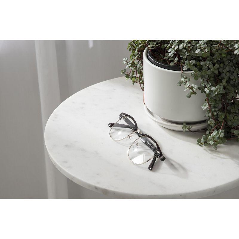 Kate and Laurel Tira Round Metal Side Table, 14x14x24, Silver and White