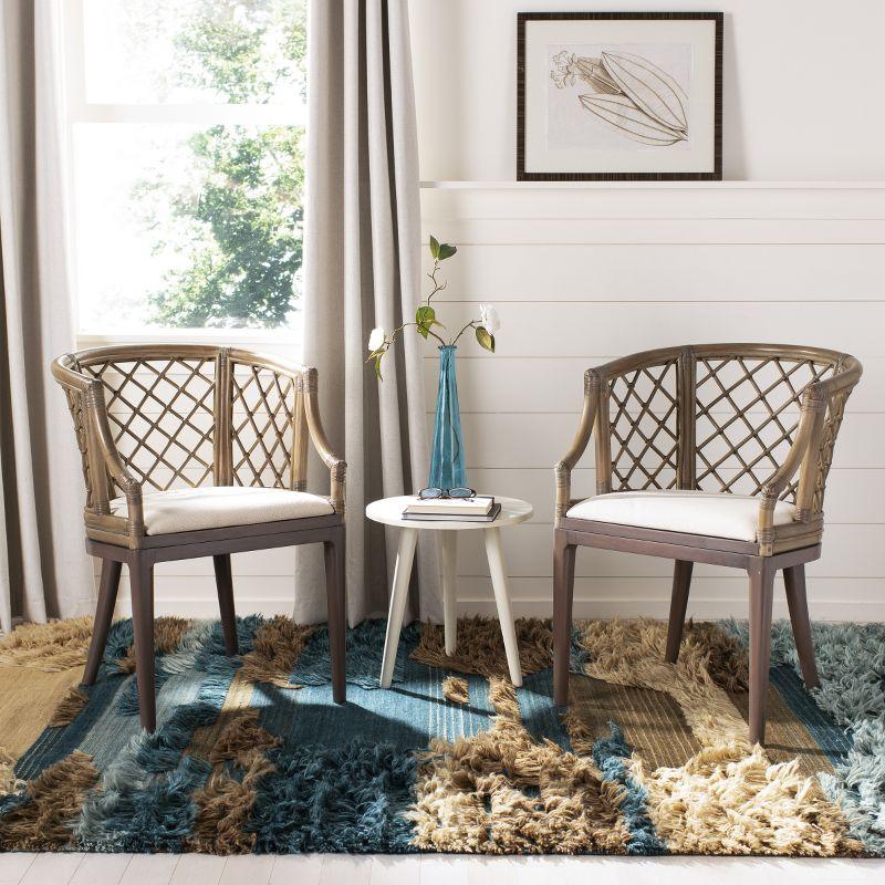 Carlotta Arm Chair - SEA4013 - Greige/White - Safavieh